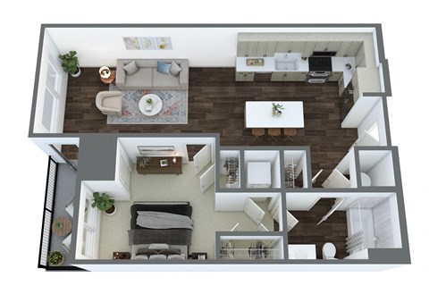 Floor plan for 1 bed, 1 bath, 786 sqft